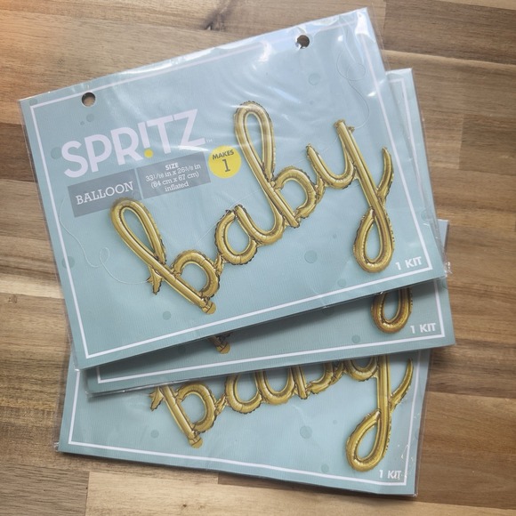 SPR!TZ Gold Foiled 33x26" baby Balloon Banner  W/‎ String 3 Pack - Picture 1 of 3